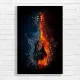 Fiery & Icy Guitar Art Canvas Print