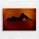 Serene Silhouette Woman Orange Glow Canvas Print